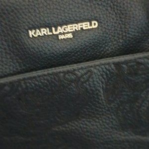 KARL LAGERFELD BLACK CAVIER LEATHER BAG